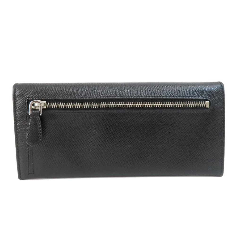 Prada purse coin Long Wallet Saffiano Leather Black